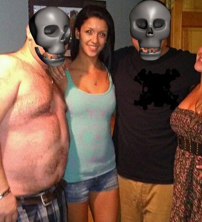 Alexis posing with 2 customers from a party back in the day